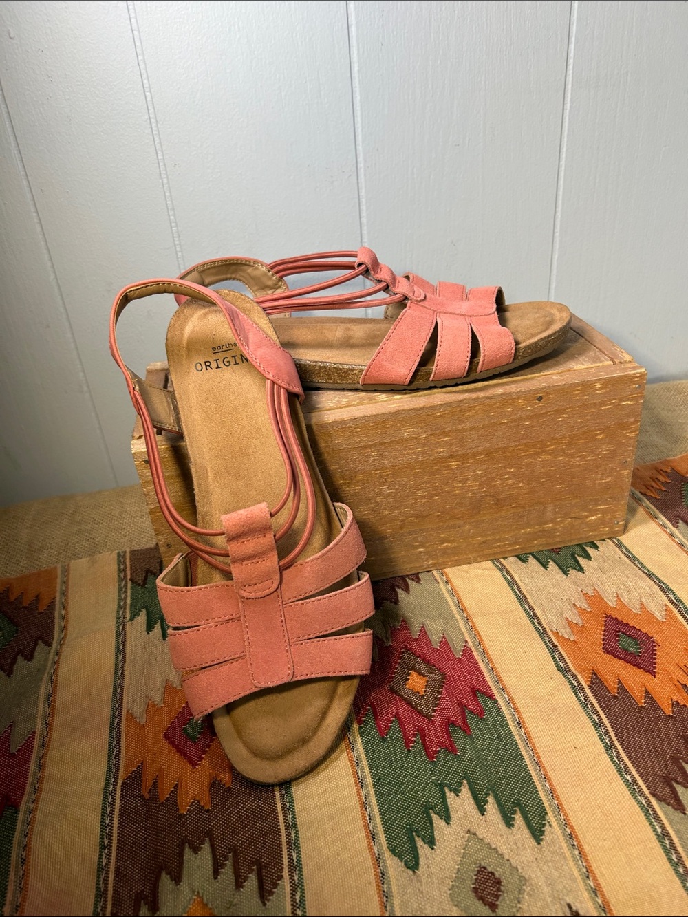 Earth Origins Laney Wide Coral Strappy Slingback Sandals